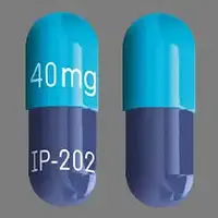 Tivorbex (Indomethacin [ in-doe-meth-a-sin ])-IP 202 40 mg-40 mg-Blue-Capsule-shape