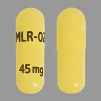 Adhansia xr (Methylphenidate (oral) [ meth-il-fen-i-date ])-MLR-02 45 mg-45 mg-Yellow-Capsule-shape