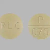 Wp thyroid (Thyroid desiccated [ thye-roid ])-RLC P 075-48.75 mg (¾ grain)-Yellow-Round