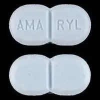 Amaryl (Glimepiride [ glye-mep-ir-ide ])-AMA RYL-4 mg-Blue-Figure eight-shape