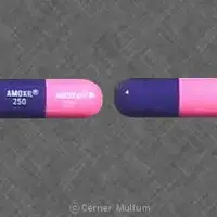 Amoxil (Amoxicillin [ am-ox-i-sil-in ])-AMOXIL 250 AMOXIL 250-250 mg-Blue / Pink-Capsule-shape