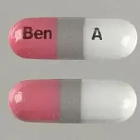 Benadryl allergy (Diphenhydramine [ dye-fen-hye-dra-meen ])-Ben A-diphenhydramine 25 mg-Pink & White-Oval