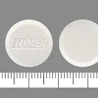 Tums (Calcium carbonate [ kal-see-um-kar-boe-nate ])-TUMS-calcium carbonate 500 mg-White-Round