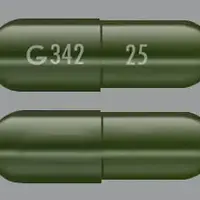 Absorica (Isotretinoin (oral) [ eye-so-tret-i-noyn ])-G342 25-25 mg-Green-Capsule-shape