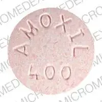 Amoxil (Amoxicillin [ am-ox-i-sil-in ])-AMOXIL 400-400 mg-Pink-Round