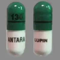 Antara (Fenofibrate [ fen-oh-fye-brate ])-130 ANTARA LUPIN-130 mg-Green / White-Capsule-shape