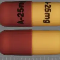 Soriatane (Acitretin [ a-si-tre-tin ])-A-25 mg A-25 mg-25 mg-Brown & Yellow-Capsule-shape