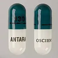 Antara (Fenofibrate [ fen-oh-fye-brate ])-130 ANTARA OSCIENT-130 mg-Green / White-Capsule-shape