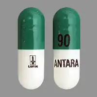 Antara (Fenofibrate [ fen-oh-fye-brate ])-LUPIN ANTARA 90-90 mg-Green & White-Capsule-shape