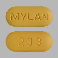 Efavirenz (Efavirenz [ e-fav-ir-enz ])-MYLAN 233-600 mg-Yellow-Capsule-shape