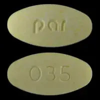 Meclizine (Meclizine [ mek-li-zeen ])-par 035-25 mg-White & Yellow-Oval