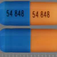 Mycophenolate (monograph) (Cellcept)-54 848 54 848-250 mg-Blue & Yellow-Capsule-shape