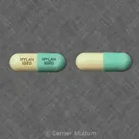 Nicardipine (oral/injection) (Nicardipine (oral/injection) [ nye-kar-di-peen ])-MYLAN 1020 MYLAN 1020-20 mg-Turquoise & White-Capsule-shape