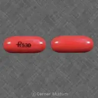 Nifedipine (eqv-procardia xl) (Nifedipine [ nye-fed-i-peen ])-R 530-20 mg-Red-Capsule-shape