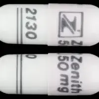 Nitrofurantoin (Nitrofurantoin [ nye-troe-fue-ran-toin ])-Logo Zenith 50 mg 2130-50 mg-Pink & White-Capsule-shape