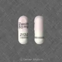 Nitrofurantoin (Nitrofurantoin [ nye-troe-fue-ran-toin ])-Logo Zenith 50 mg 2130-50 mg-Pink & White-Capsule-shape