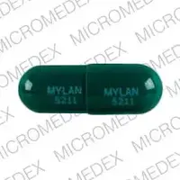 Omeprazole (Omeprazole)-MYLAN 5211 MYLAN 5211-10 mg-Green-Capsule-shape