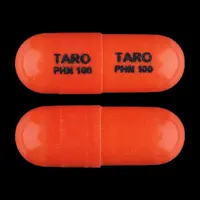 Phenytoin (injection) (Phenytoin (injection) [ fen-i-toyn ])-TARO PHN 100 TARO PHN 100-100 mg-Orange-Capsule-shape