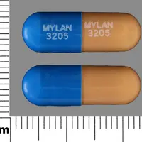 Prazosin (Prazosin [ pra-zoe-sin ])-MYLAN 3205 MYLAN 3205-5 mg-Blue / Brown-Capsule-shape