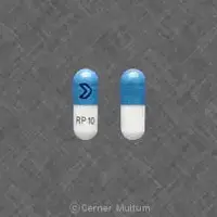 Ramipril (Ramipril [ ram-i-pril ])-> RP 10-10 mg-White / Blue-Capsule-shape