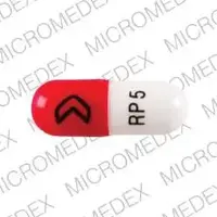 Ramipril (Ramipril [ ram-i-pril ])-> RP 5-5 mg-White / Red-Capsule-shape