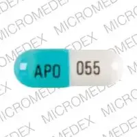 Selegiline (Selegiline (oral) [ se-le-ji-leen ])-APO 055-5 mg-Blue & White-Capsule-shape