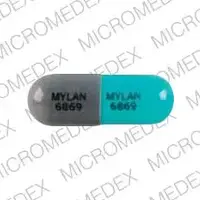 Anagrelide (Anagrelide [ an-ah-gre-lide ])-MYLAN 6869 MYLAN 6869-1 mg-Blue & Gray-Capsule-shape