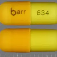 Danazol (Danazol [ dan-a-zol ])-barr 634-100 mg-Yellow-Capsule-shape