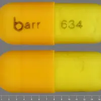 Danazol (Danazol [ dan-a-zol ])-barr 634-100 mg-Yellow-Capsule-shape