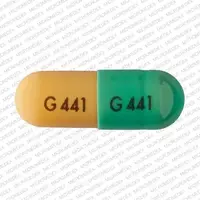 Dantrolene (Dantrolene (oral) [ dan-troe-leen ])-G441 G441-25 mg-Green & Yellow-Capsule-shape