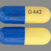 Dantrolene (Dantrolene (oral) [ dan-troe-leen ])-G442 G442-50 mg-Blue & Yellow-Capsule-shape