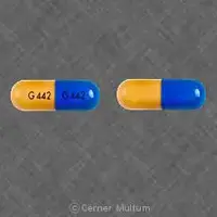 Dantrolene (Dantrolene (oral) [ dan-troe-leen ])-G442 G442-50 mg-Blue & Yellow-Capsule-shape