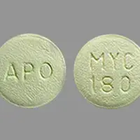 Mycophenolic acid (Mycophenolic acid [ mye-koe-phe-nole-ik-as-id ])-APO MYC 180-180 mg-Green-Round