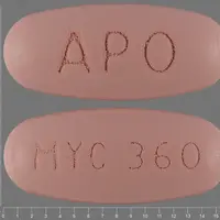 Mycophenolic acid (Mycophenolic acid [ mye-koe-phe-nole-ik-as-id ])-APO MYC 360-360 mg-Pink-Oval