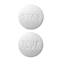 Olanzapine (Olanzapine (oral) [ oh-lanz-a-peen ])-TEVA 5769-7.5 mg-White-Round