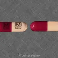 Oxycodone and acetaminophen (Oxycodone and acetaminophen [  ox-i-koe-done-and-a-seet-a-min-oh-fen ])-M 532 M 532-500 mg / 5 mg-Beige & Red-Capsule-shape