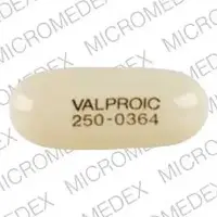 Valproic acid (Valproic acid (oral/injection) [ val-pro-ik-a-sid ])-VALPROIC 250-0364-250 mg-White-Capsule-shape