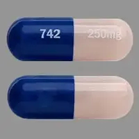 Vancomycin (Vancomycin (oral) [ van-koe-mye-sin ])-742 250 mg-250 mg (base)-Blue / Purple-Capsule-shape