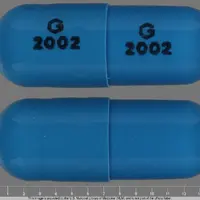 Ziprasidone (Ziprasidone (oral/injection) [ zi-pray-si-done ])-G 2002 G 2002-40 mg-Blue-Capsule-shape