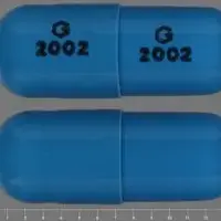 Ziprasidone (Ziprasidone (oral/injection) [ zi-pray-si-done ])-G 2002 G 2002-40 mg-Blue-Capsule-shape