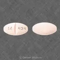 Hydrochlorothiazide and metoprolol (Hydrochlorothiazide and metoprolol [ hye-droe-klor-oh-thye-a-zide-and-me-toe-proe-lole ])-M 434-25 mg / 100 mg-Orange-Oval