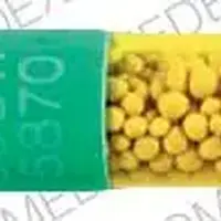 Minocycline (Minocycline [ mye-no-sye-kleen ])-59911 5870-100 mg-Green & Yellow-Capsule-shape