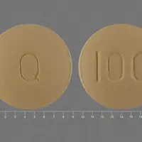 Quetiapine (Quetiapine [ kwe-tye-a-peen ])-100 Q-100 mg-Yellow-Round