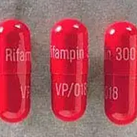 Rifampin (monograph) (Rifadin)-Rifampin 300 VP/018-300 mg-Red-Capsule-shape