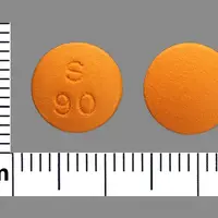 Stool softener + stimulant laxative (Docusate and senna [ dok-yoo-sate-and-sen-a ])-S 90-docusate sodium 50 mg / sennosides 8.6 mg-Orange-Round