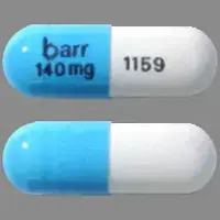 Temozolomide (monograph) (Temodar)-barr 140 mg 1159-140 mg-Blue & White-Capsule-shape