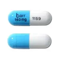 Temozolomide (monograph) (Temodar)-barr 140 mg 1159-140 mg-Blue & White-Capsule-shape