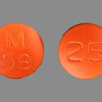 Thioridazine (Thioridazine [ thye-oh-rid-a-zeen ])-M 58 25-25 mg-Orange-Round