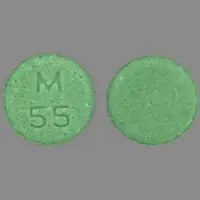 Timolol (systemic) (monograph) (Medically reviewed)-M 55-5 mg-Green-Round