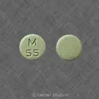 Timolol (systemic) (monograph) (Medically reviewed)-M 55-5 mg-Green-Round